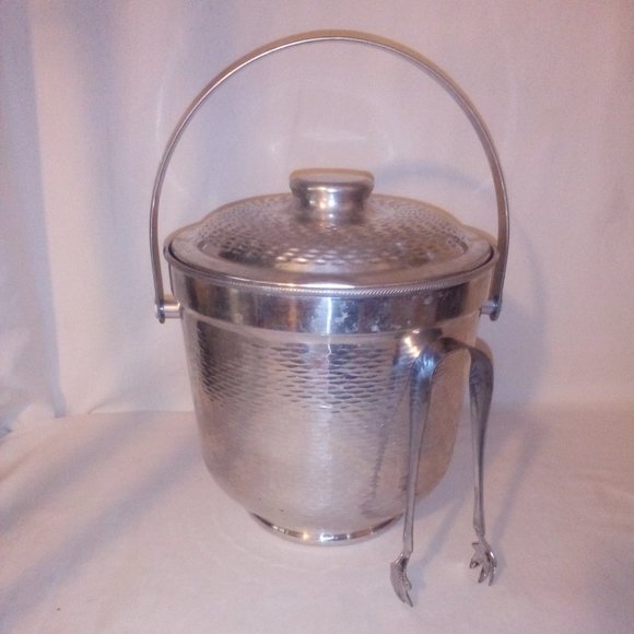 MCM Hammered Metal Ice Bucket: (3) Piece Set. Imported. Vintage - Picture 9 of 9